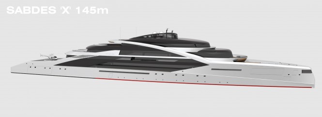 145m superyacht 'Project X' - side view