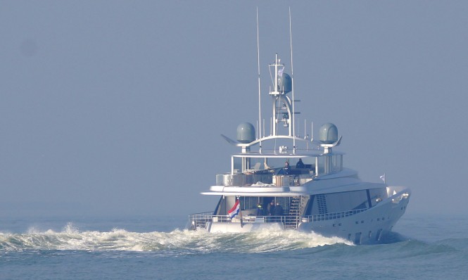 46m COMO yacht by Feadship at North Sea under sea trials - Photo by Kees Torn