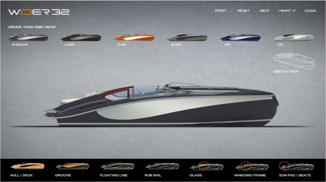 A WIDER 32’ luxury yacht tender configurator