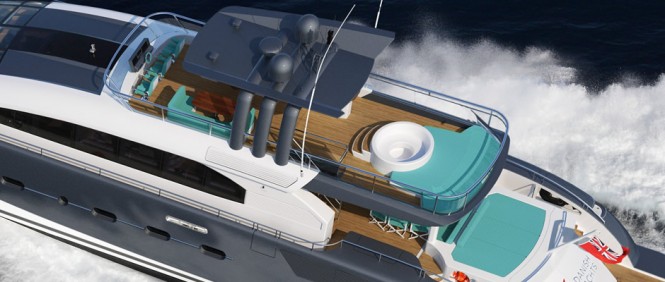 AeroCruiser 38 II FLY superyacht - Aerial Port Aft Fly