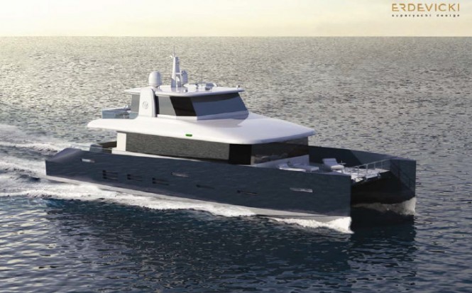 Enclosed fly-bridge version of motor yacht KingCAT 80 design