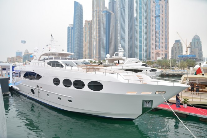 Majesty 105 at the Dubai International Boat Show