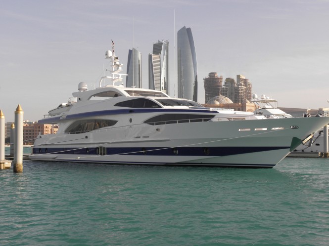 Majesty 121 Superyacht being showcased by Gulf Craft at the 2014 Dubai Boat Show