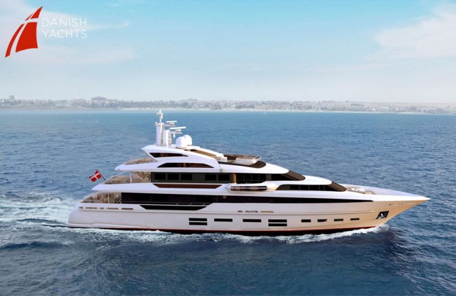 New 40m motor yacht QuadraDeck by Danish Yachts - Profile at Sea