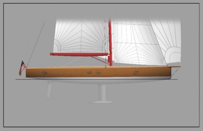 Rendering of sailing yacht Frers 74 under construction at Brooklin Boat Yard