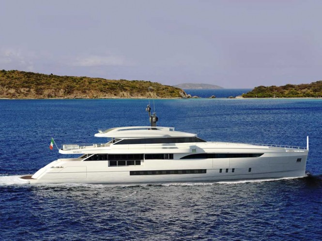 Rendering of superyacht Wider 150 under construction at Wider Yachts