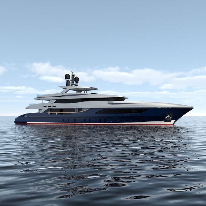 Rendering of the 46m Baglietto superyacht designed by Francesco Paszkowski
