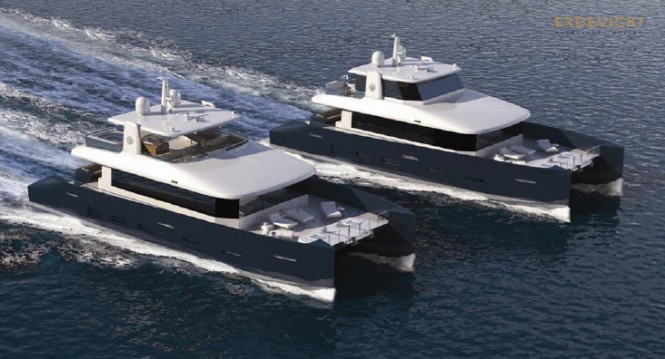 Superyacht KingCAT 80 concept - both versions together
