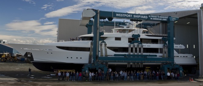 Westport 164 superyacht Hull 5012 at launch