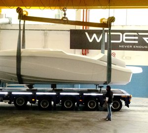 Hull of WIDER 32' superyacht tender arrives