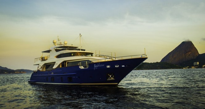 Benetti Delfino 93 superyacht ZAPHIRA (BD005) in Rio de Janeiro, Brazil - Image credit to Alberto de Abreu Sodre