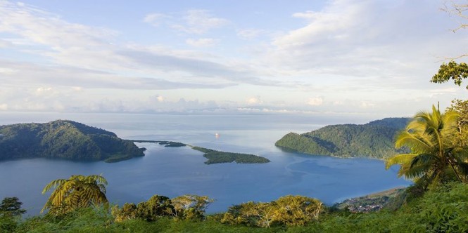 Golfito Bay positioned within the Golfo Dulce Bay