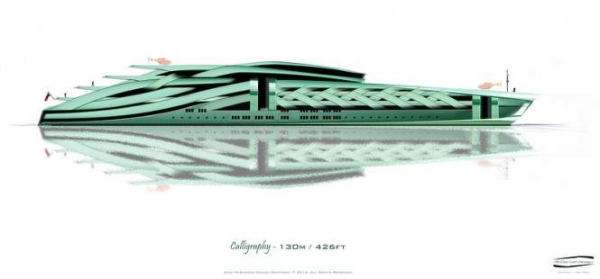 Latest 130m mega yacht CALLIGRAPHY concept by Alex McDiarmid