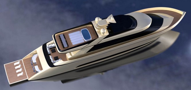 Luxury yacht Primo 103 design from above