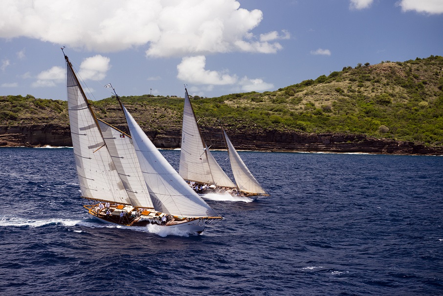 Juno and Mary Rose sailing in the Antigua Classic Yacht Regatta