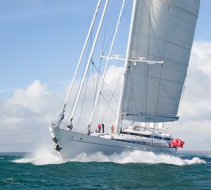 Sailing yacht M5 (ex Mirabella V) leaves Pendennis after comprehensive refit