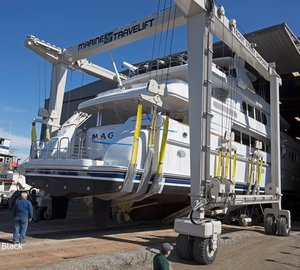 Photos of newly refitted 130ft super yacht MAGIC relaunched by Front Street Shipyard