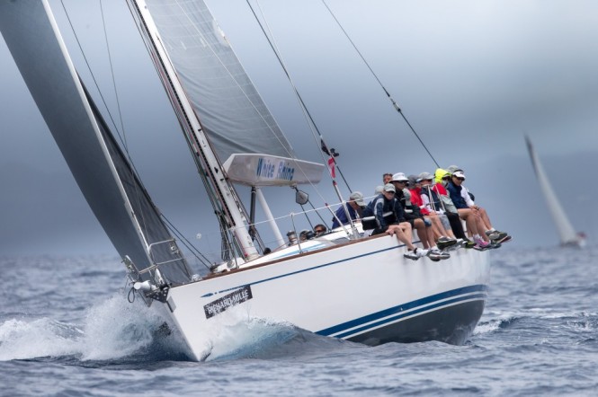 Stark Raving Mad racing through the squalls in the Spinnaker 1 Class at Les Voiles de St. Barth - Image credit to Les Voiles de St Barth Christophe Jouany