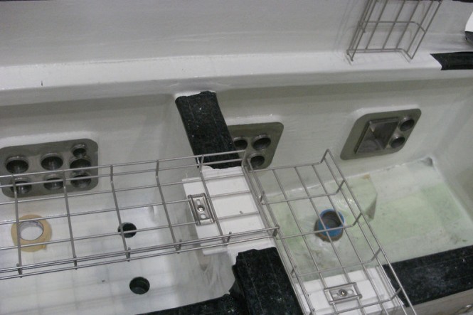 Swan 105 RS superyacht - bulkhead penetrations and cable trays - Image credit to Nautor's Swan
