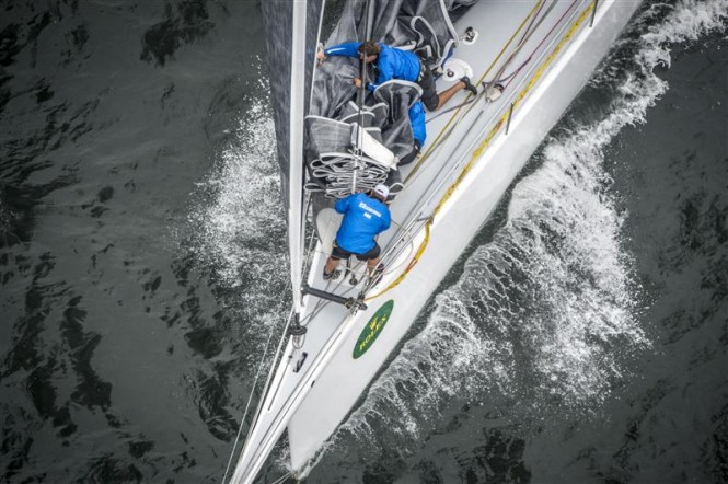 Teamwork on superyacht Ragamuffin 90 following the race start - Image by Rolex Kurt Arrigo