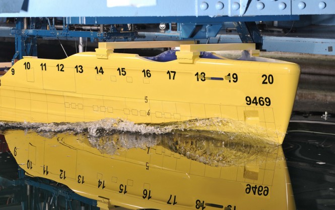 Vripack testing the 55-meter 870 GT Dobroserdov designed exterior shape