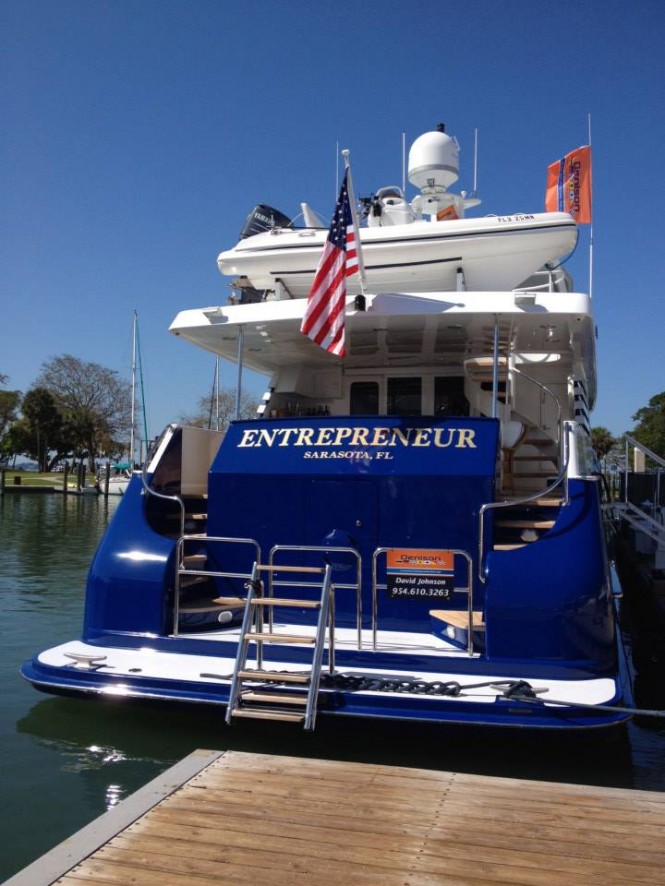 110ft Broward superyacht Entrepreneur on display at Suncoast Boat Show in Sarasota