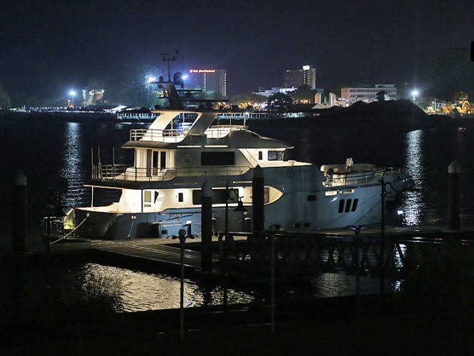 Luxury yacht Koonoona by night