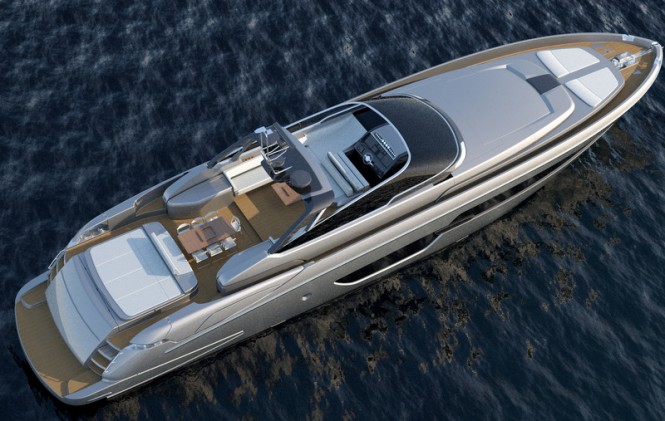Luxury yacht Riva 88 Miami from above