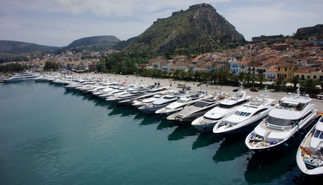 Luxury yachts on display at the 2014 Meditteranean Yacht Show