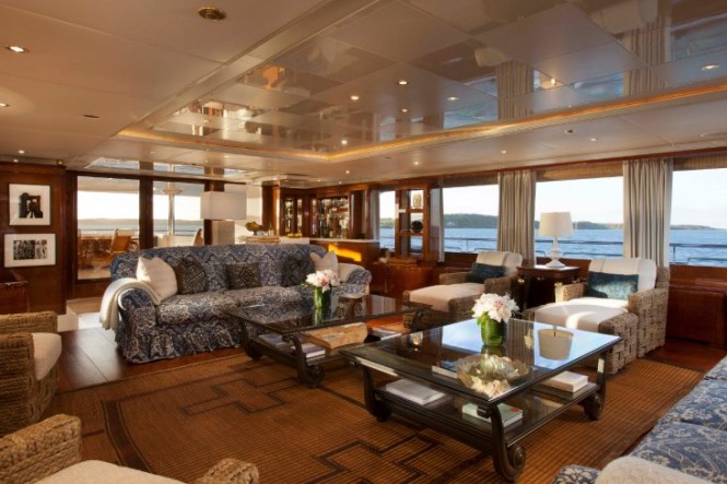 Main deck saloon aboard luxurious STARFIRE yacht by Benetti