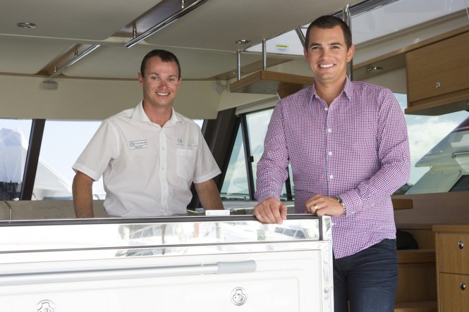 R Marine Perth owner care manager Tim Wright with Rory Vassallo R Marine Perth owner care manager Tim Wright with Rory Vassallo