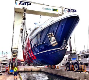 Relaunch of motor yacht NATORI at STP following finishing works with Absolute Boat Care