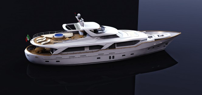 Rendering of BSD 108RS superyacht Blue Berry by Benetti Sail Division