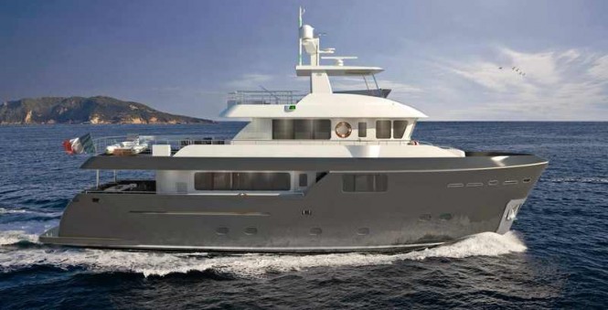 Rendering of luxury explorer yacht Darwin 8603 by Cantiere delle Marche