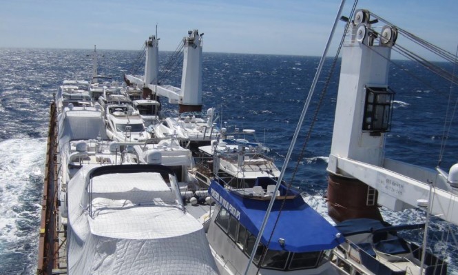 Sevenstar vessel chock-a-block with yachts heading for their summer destination