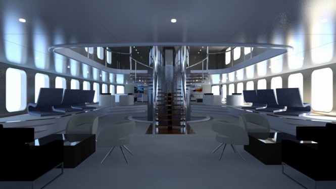 Superyacht Project Sapphire - Main Saloon - Image credit to Tim Gilding Marine Design