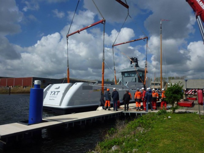 Support yacht YXT One on the water