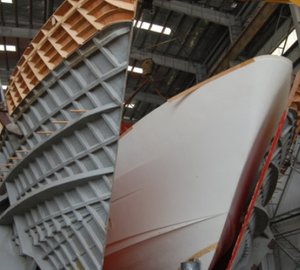 Construction of 133ft IAG tri-deck motor yacht SERENITY progressing well 