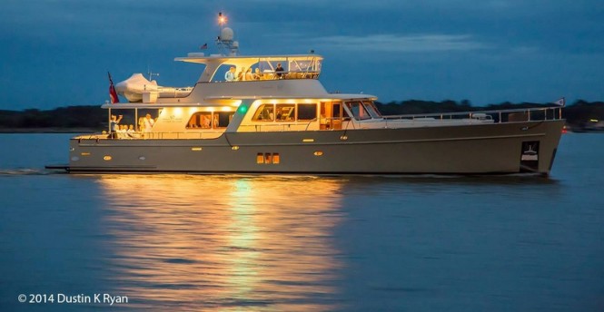 V97 Cruiser superyacht by night - Photo by Dustin K . Ryan