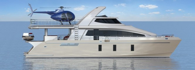 24m Jutson Exploration HeliCat superyacht - side view
