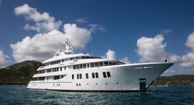 66m Delta mega yacht INVICTUS in the fabulous Caribbean yacht charter destination - Antigua - Photo by Jeff Brown