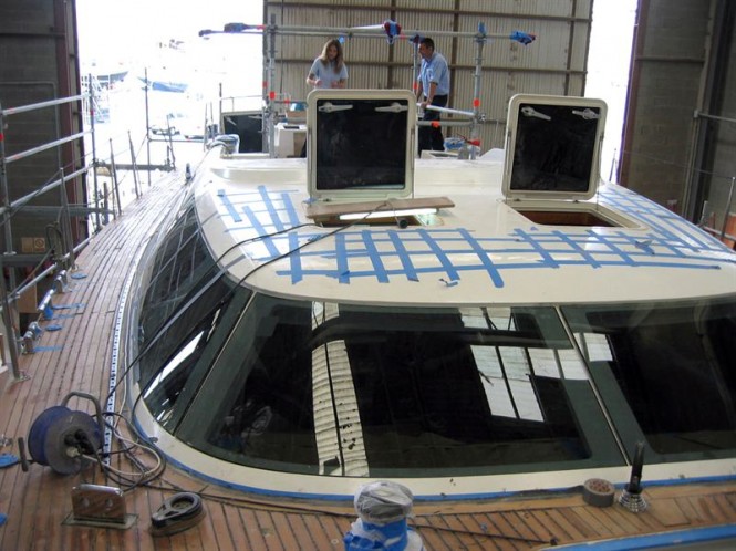 A custom curved and flat glass on a luxury yacht