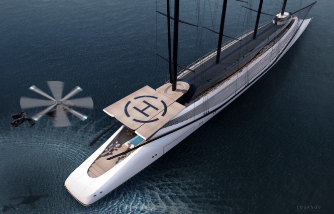 Aerial view of Phoenicia II superyacht concept