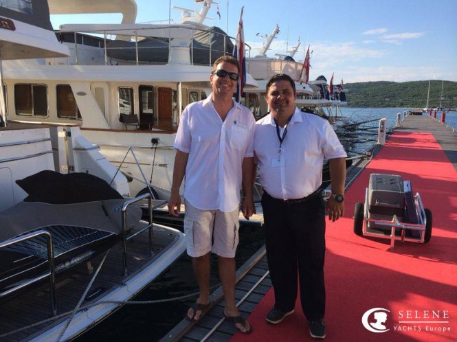 Ales Strmljan, organizer of the 2nd Selene Yachts Rendezvous, and the Marina manager of Marina Punat in front of the participating Selene Yachts