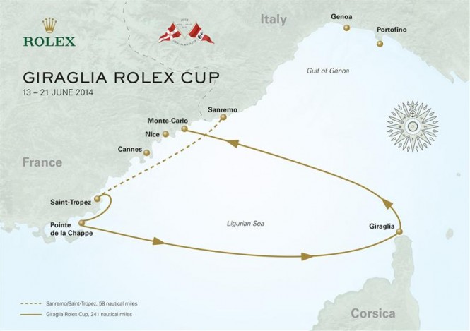 Giraglia Rolex Cup 2014 offshore race course map