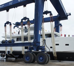 Launch of CdM Nauta Air 86' motor yacht YOLO sold by Phuket's Lee Marine 