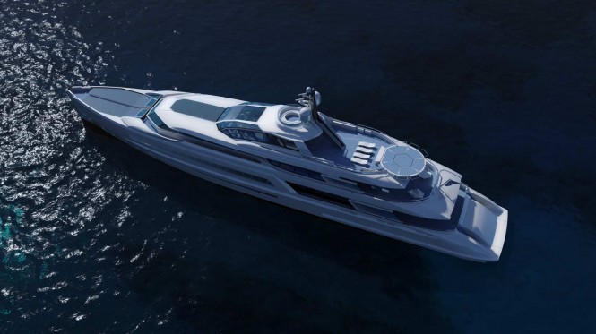 Luxury mega yacht ICE concept from above