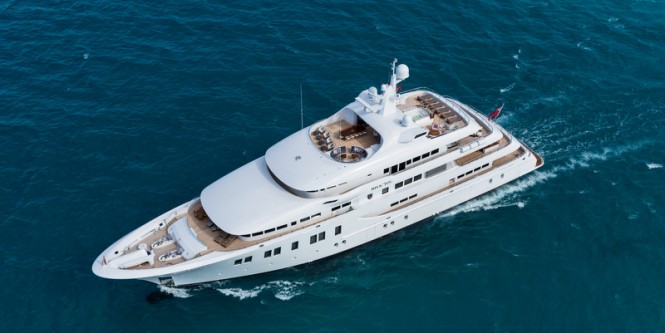Luxury motor yacht INVICTUS from above - Photo by Jeff Brown