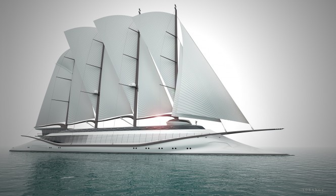 Luxury motor yacht Phoenicia II concept - side view