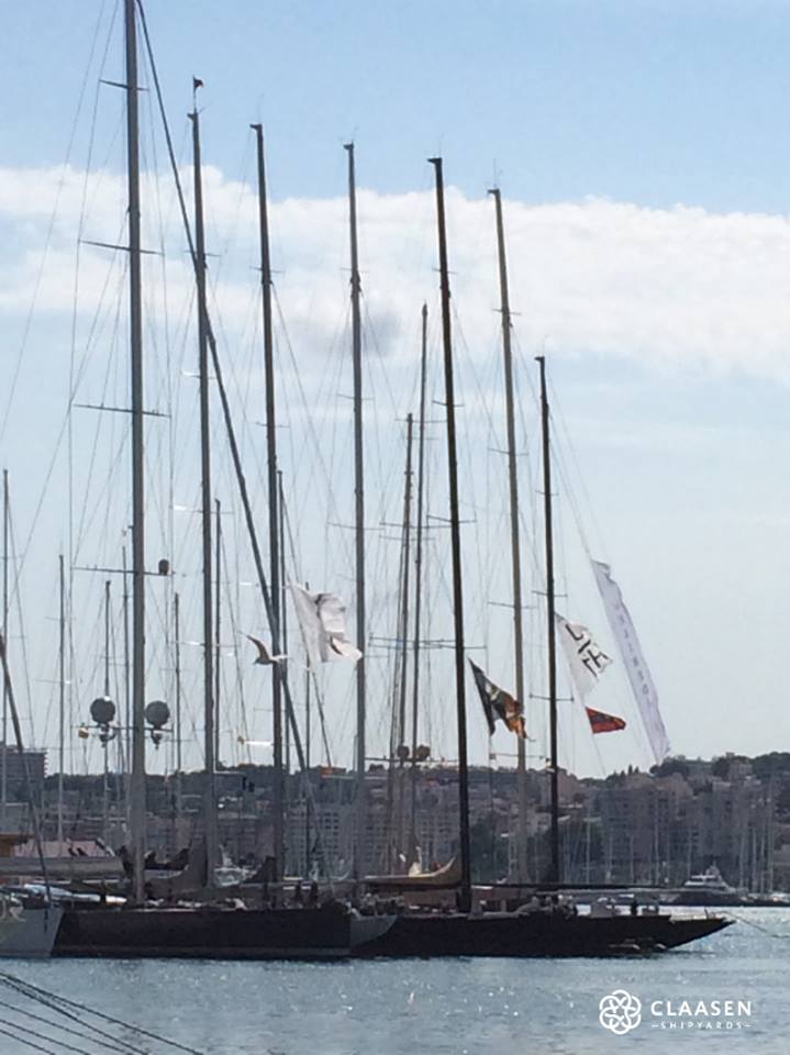 Luxury sailing yachts by Claasen Shipyards anchored at Muelle Viejo in ...